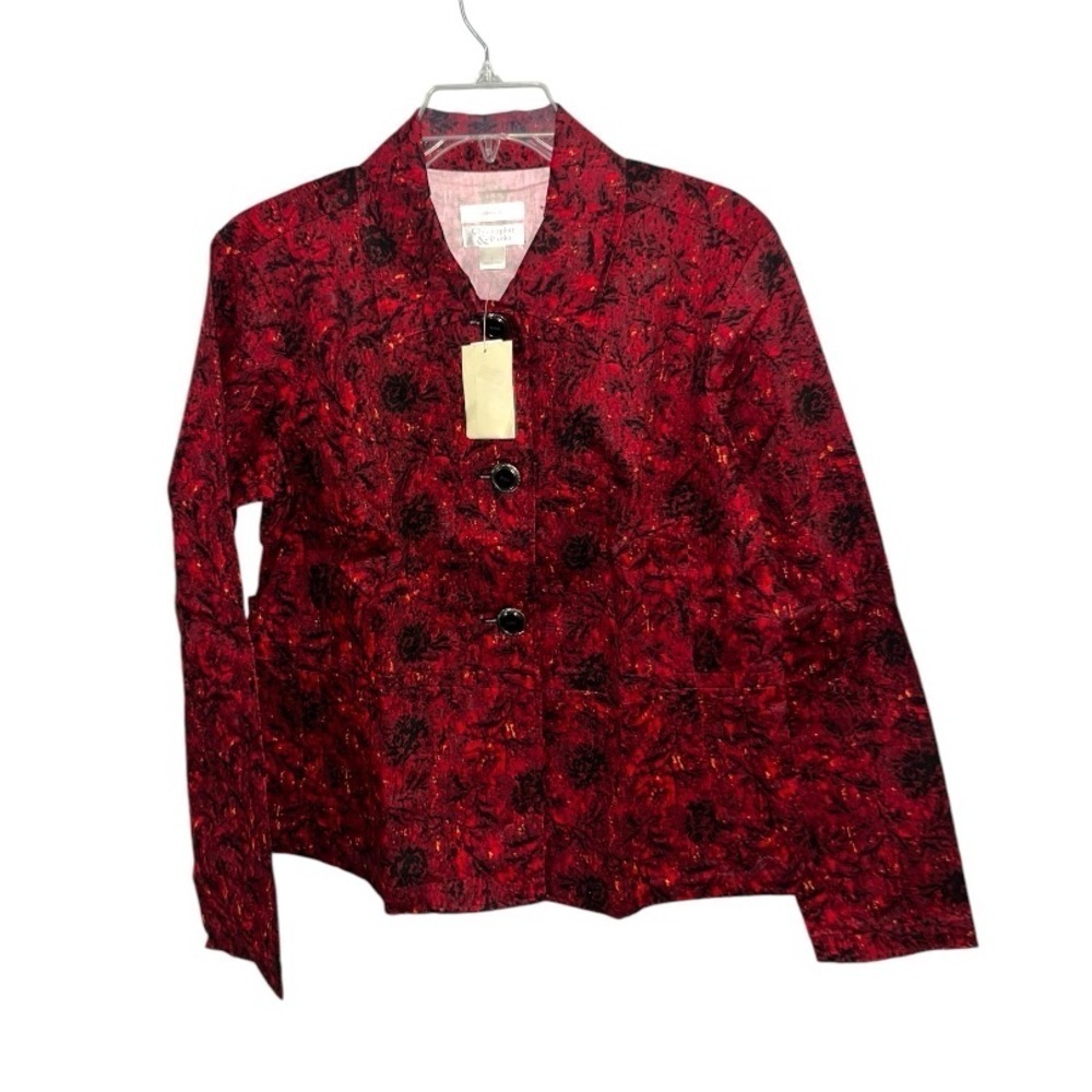 Christopher & Banks Red and Black Blazer Sz L